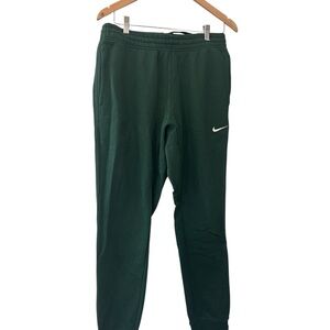 Nike Dark Green Men's Dri-FIT Joggers with White Swoosh
